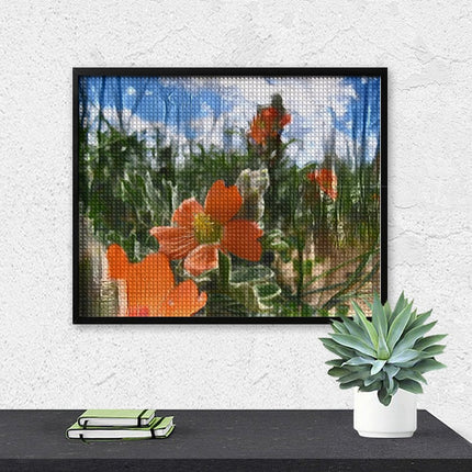 Design Diamond Painting 20"×16"(Horizontal) Globe Mallow on Golf Course Road