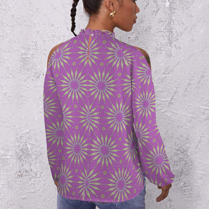 Long Slit Sleeve Blouse Lavendar Sunflower