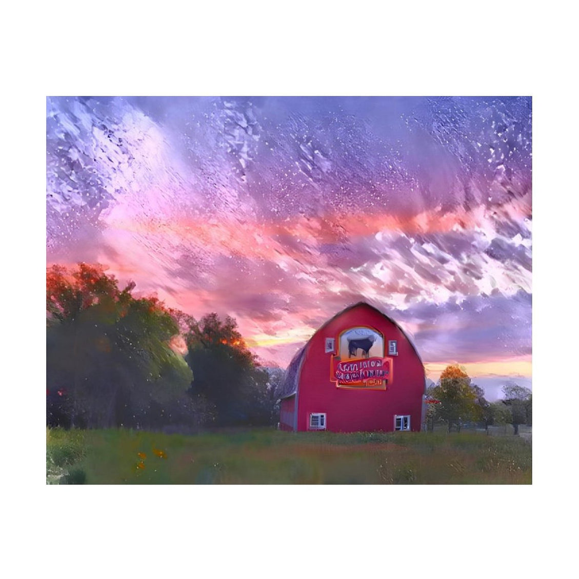 Design Diamond Painting 20"×16"(Horizontal) Red Barn Sunrise in North Dakota