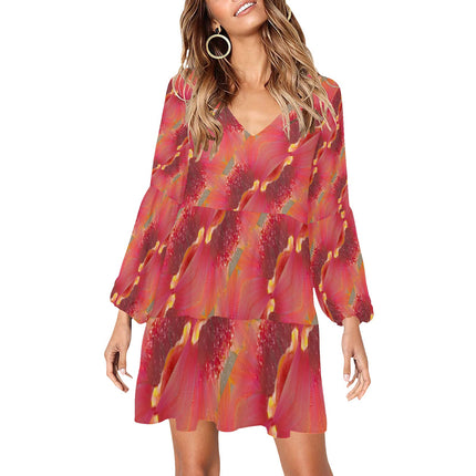 V Neck Flowy Dress Indian Blanket Flower