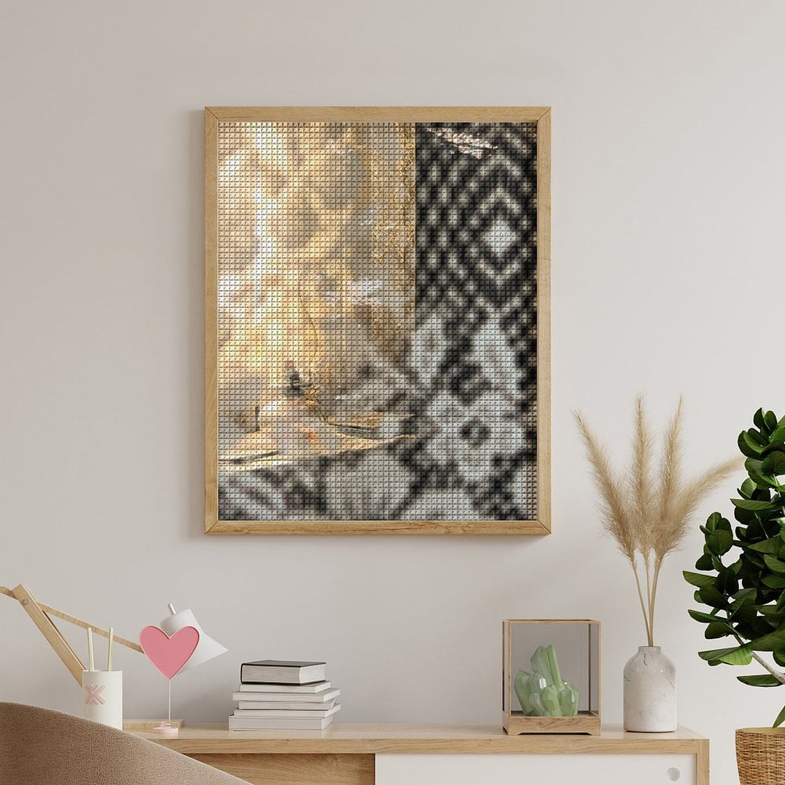 Design Diamond Painting 16"×20"(Vertical) Old Lamp and Lace