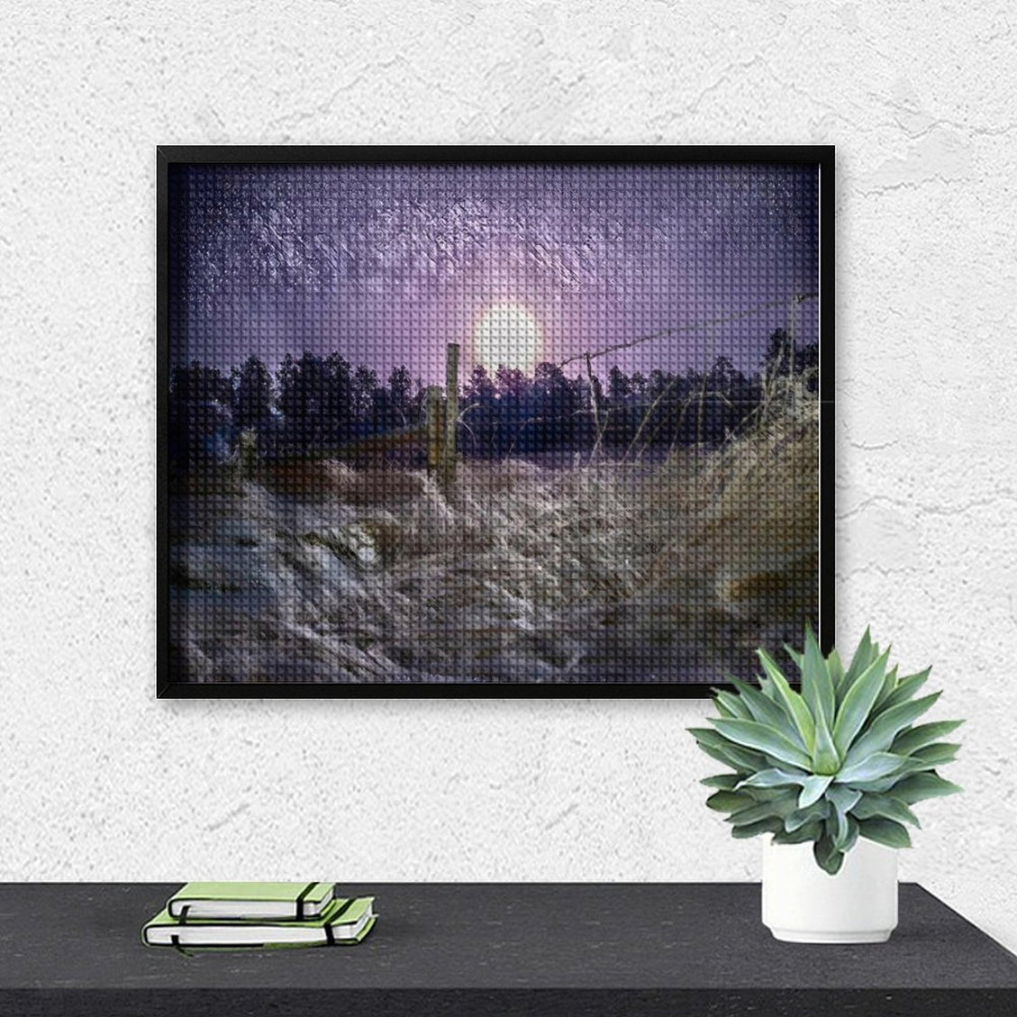 Design Diamond Painting 20"×16"(Horizontal) Frosty Moonrise