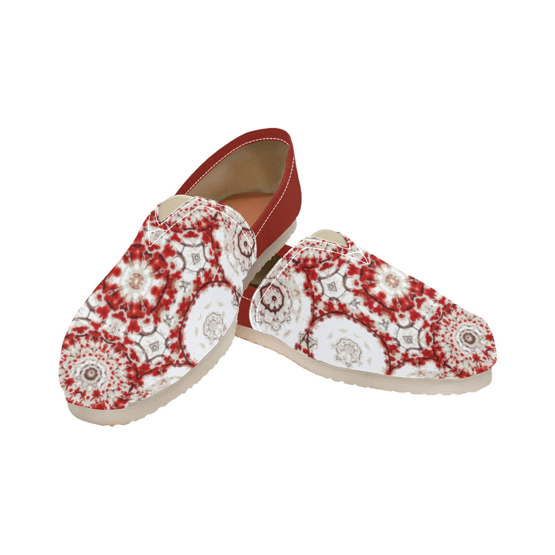 Espadrilles Canvas Frosty Buffalo Berries Red and White with Red
