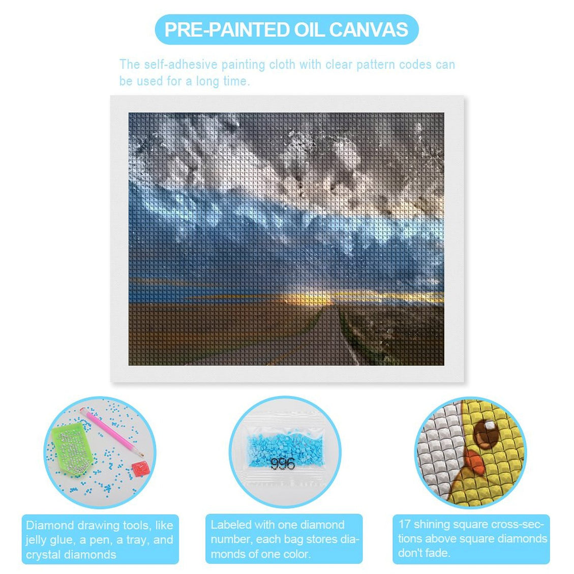 Design Diamond Painting 20"×16"(Horizontal) Sunset Blue Clouds