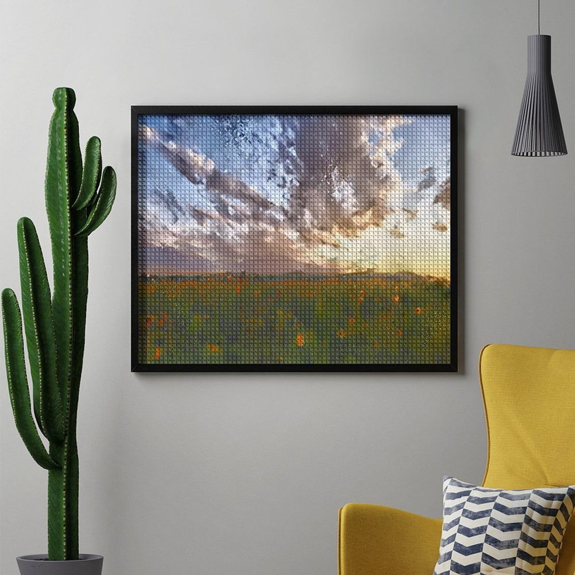 Design Diamond Painting 20"×16"(Horizontal) Sunset at Shadehill Wild Sunflowers