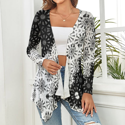 Knitted Cardigan Black and White Cow