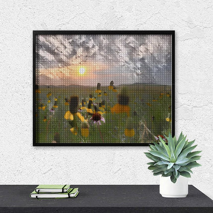 Design Diamond Painting 20"×16"(Horizontal) Wildflowers on the Prairie South Grand River IV