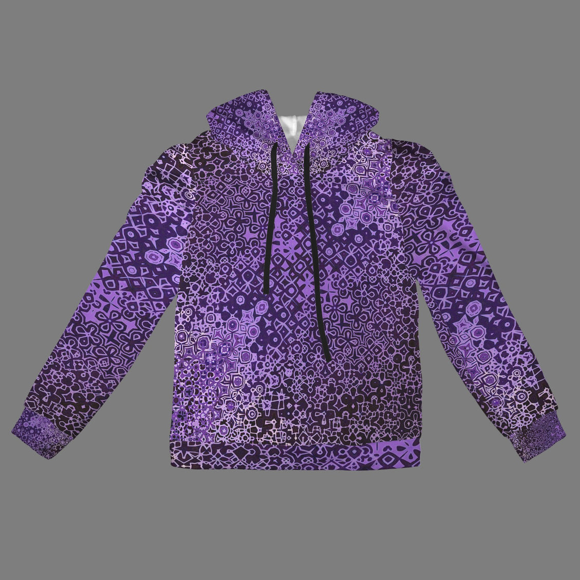 Puff Sleeve Hoodie Purple Black Graphic