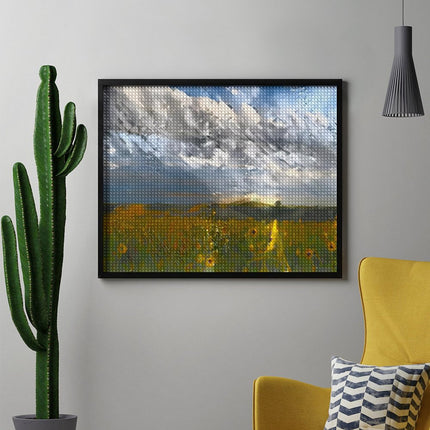 Design Diamond Painting 20"×16"(Horizontal) Sunflowers Lakeside II