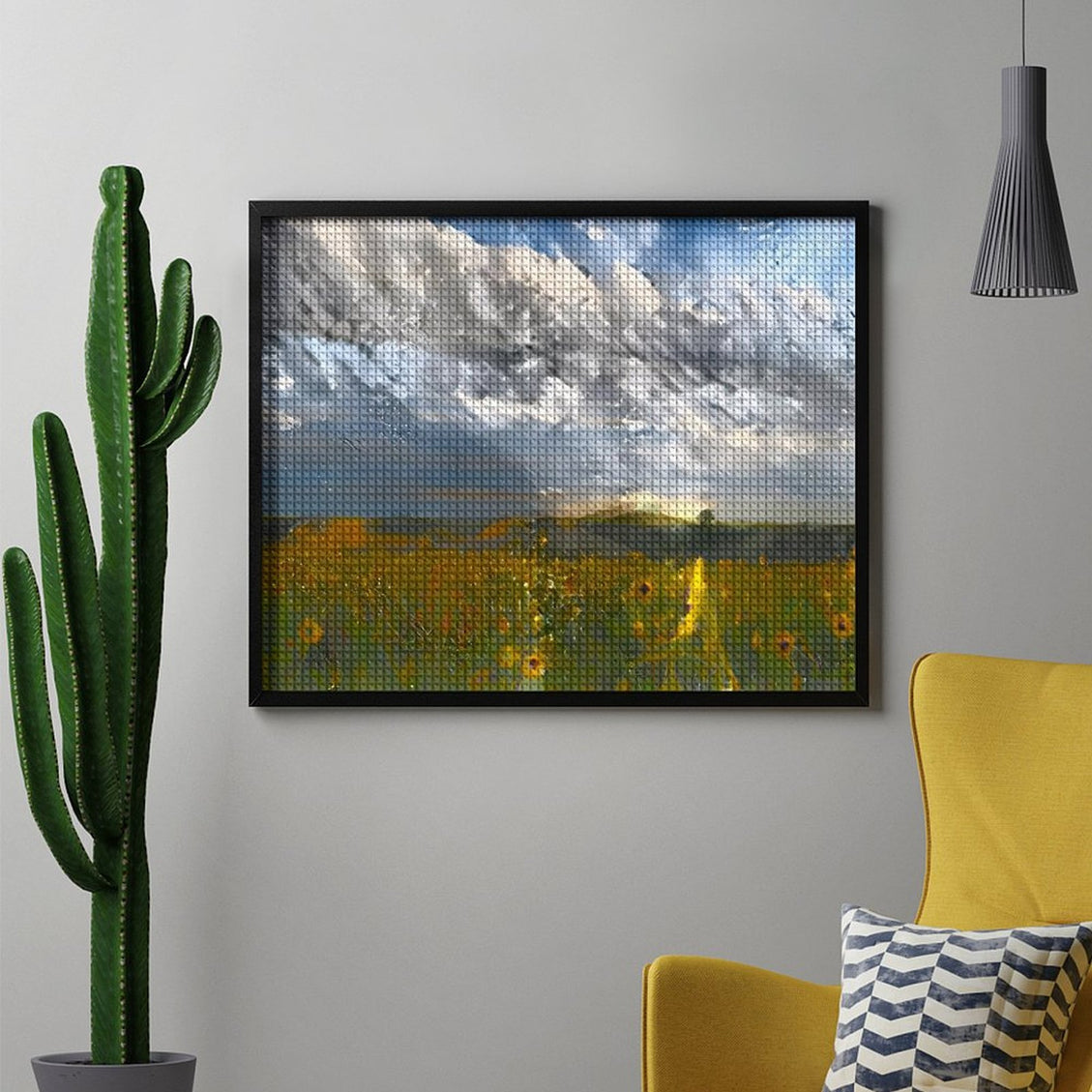 Design Diamond Painting 20"×16"(Horizontal) Sunflowers Lakeside II