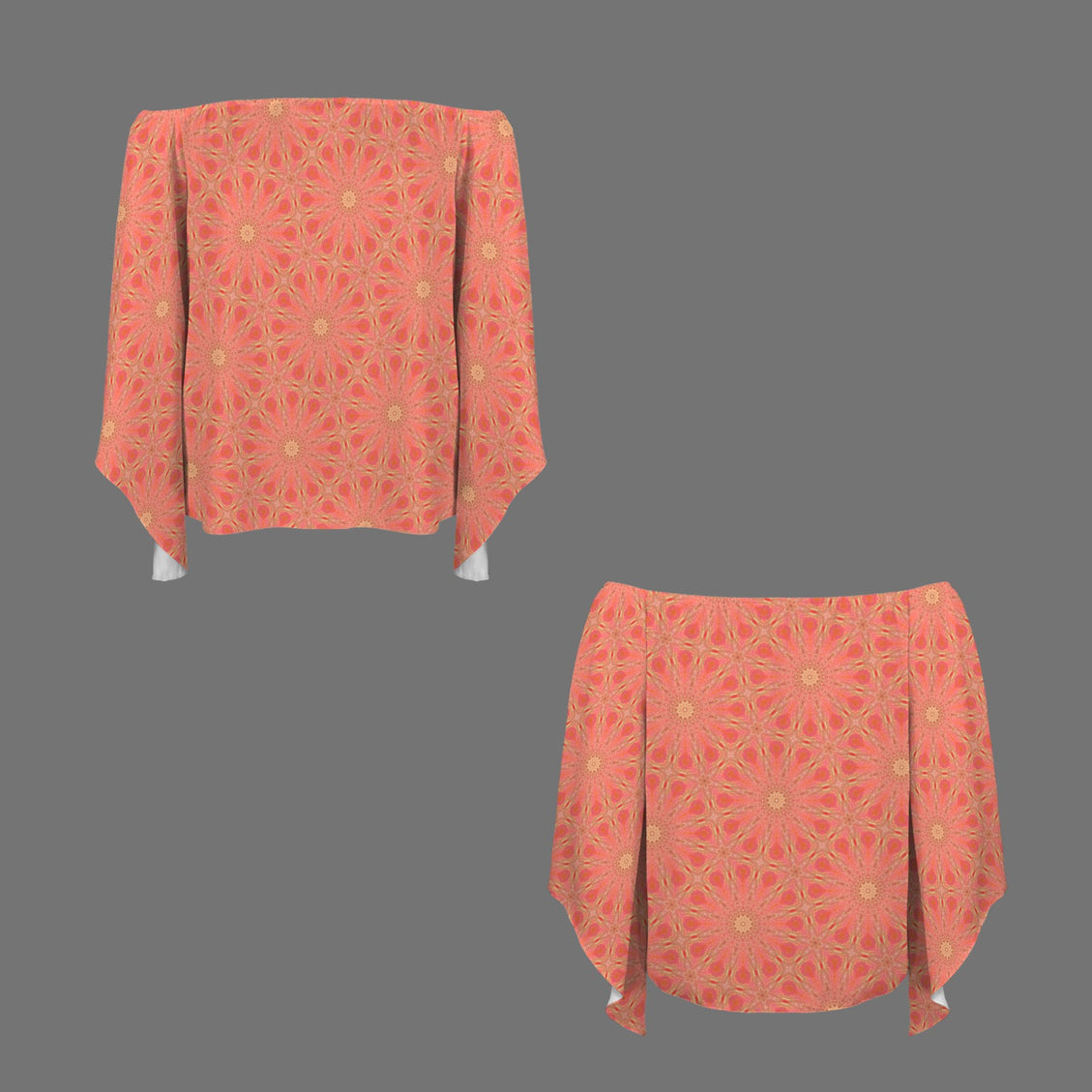 Trumpet Sleeve Blouse Orange Wildflowers