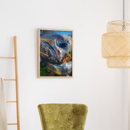 Design Diamond Painting 16"×20"(Vertical) Old Blue Car Autumn Leaves II