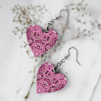 Wooden Heart Earrings Milkweed