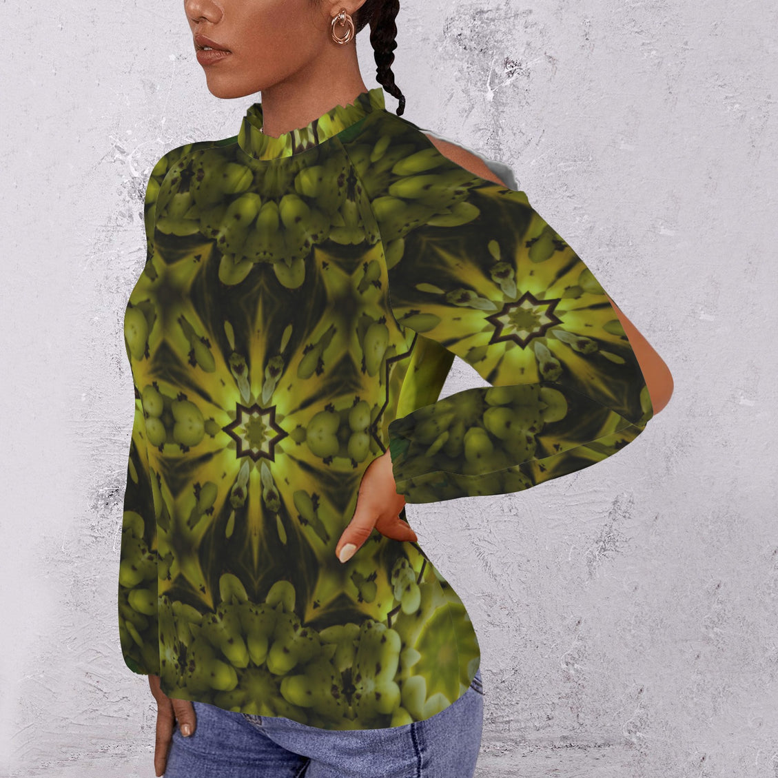 Long Slit Sleeve Blouse Forest