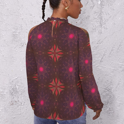 Long Slit Sleeve Blouse Prairie Flowers Sunset