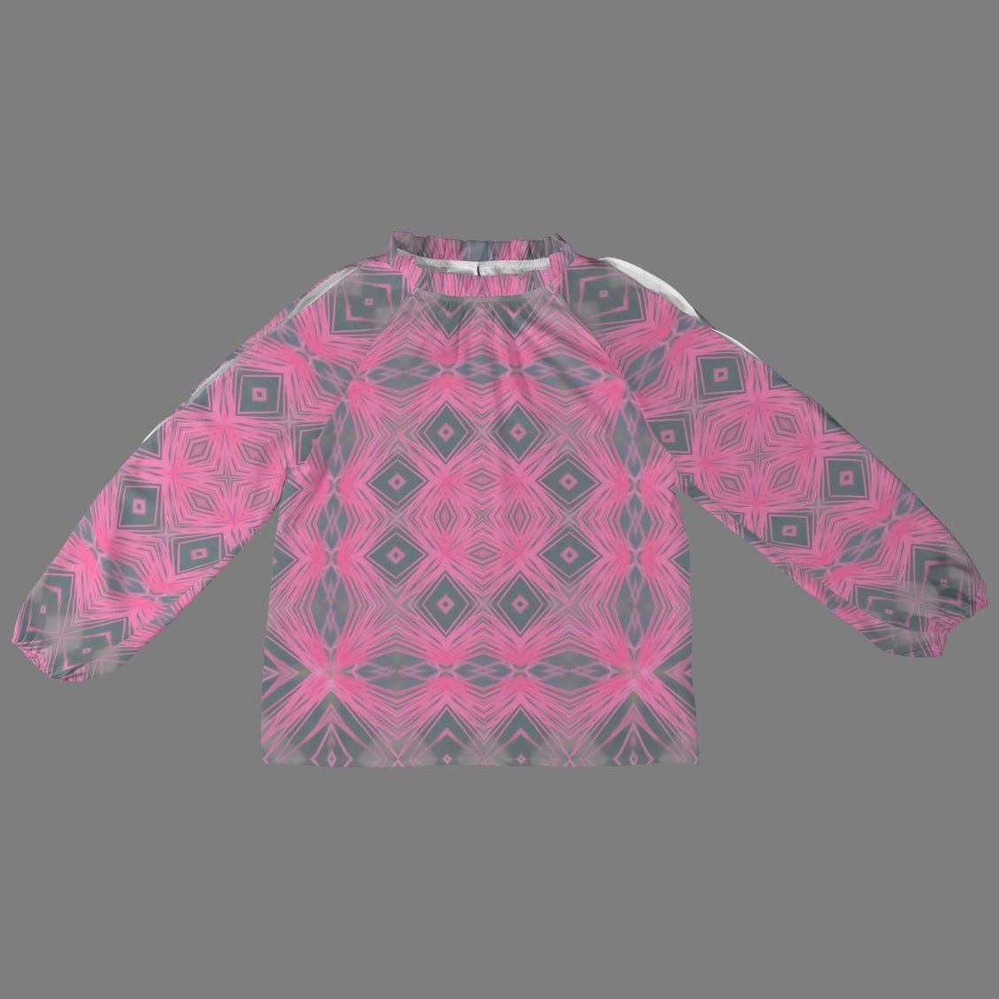 Long Slit Sleeve Pink and Gray Flower