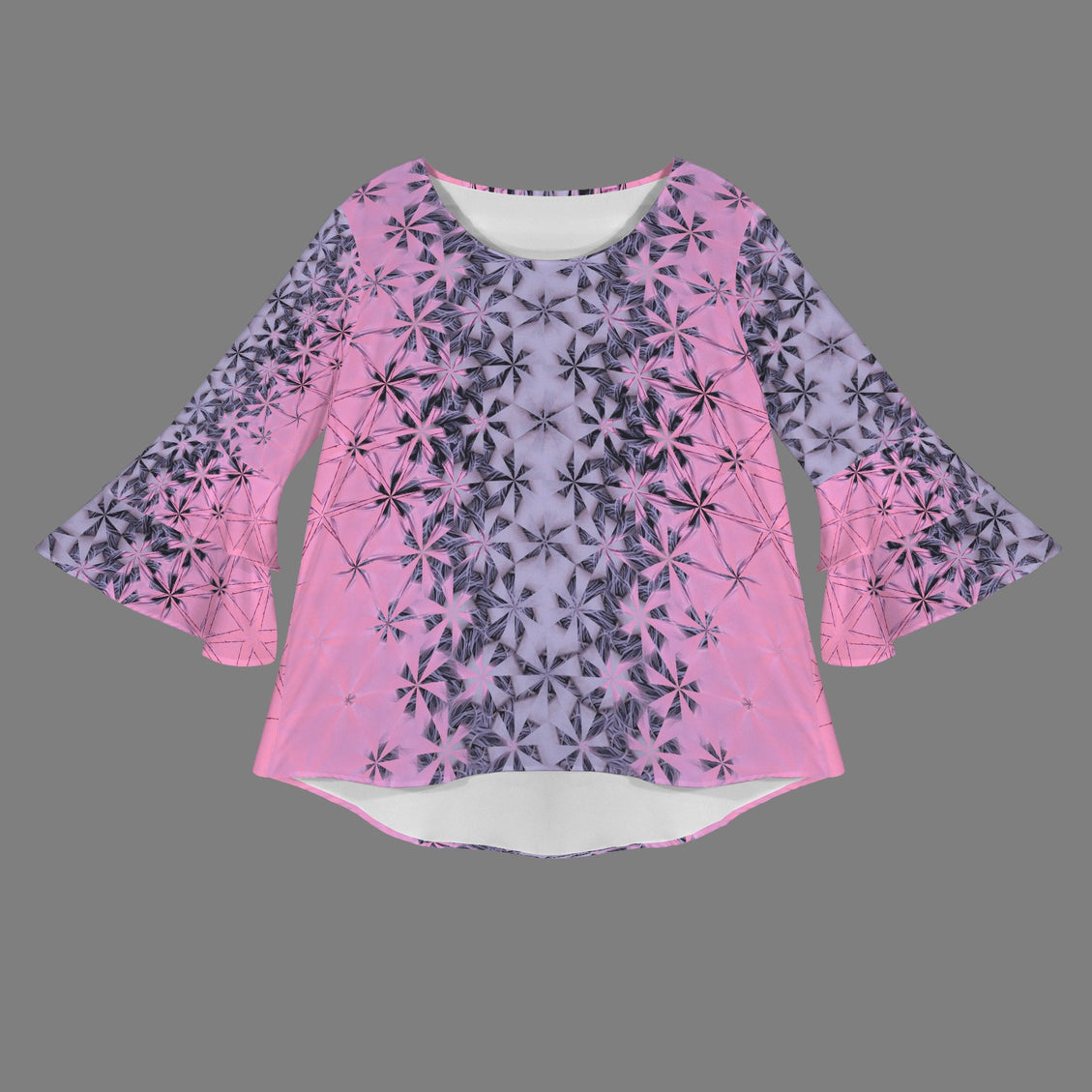 Layered Flare Sleeve Blouse Summerville Sunset Pink and Lavendar