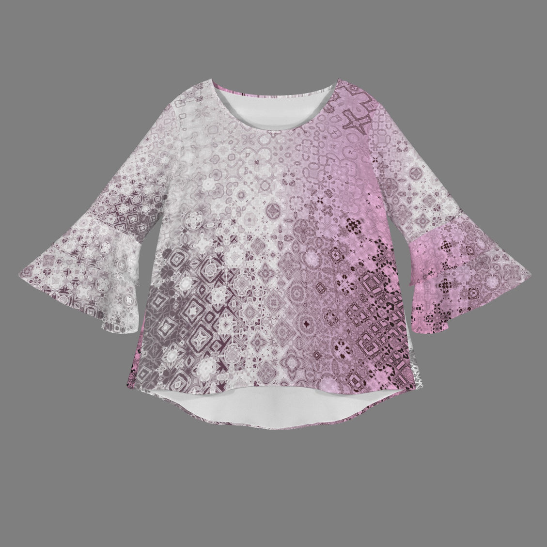 Layered Flare Sleeve Blouse Pink Glass Ombre