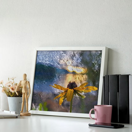 Design Diamond Painting 20"×16"(Horizontal) Sunflower Sunset at Pactola Reservoir