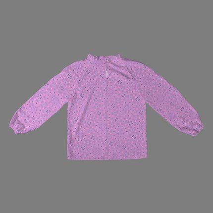 Long Slit Sleeve Blouse Lavendar Flowers