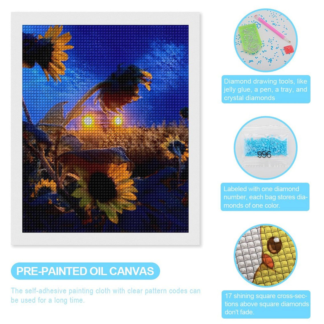 Design Diamond Painting 16"×20"(Vertical) Sunflowers in Headlights