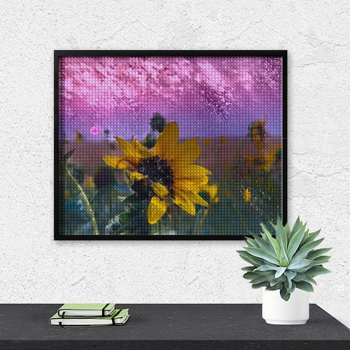 Design Diamond Painting 20"×16"(Horizontal) Sunflower Smokey Sunset