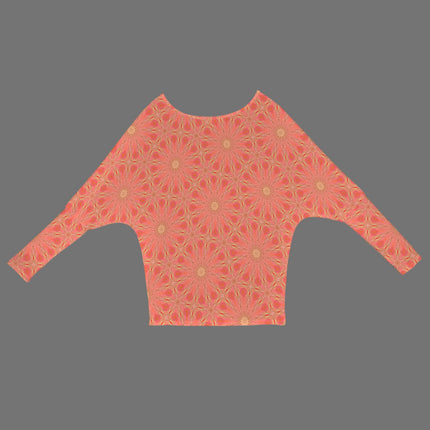 Batwing Long Sleeve Sweater Orange Flowers