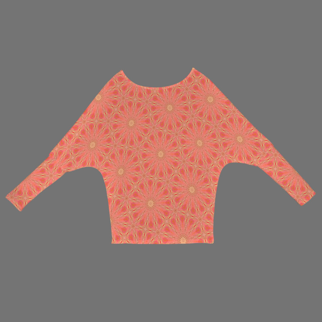 Batwing Long Sleeve Sweater Orange Flowers