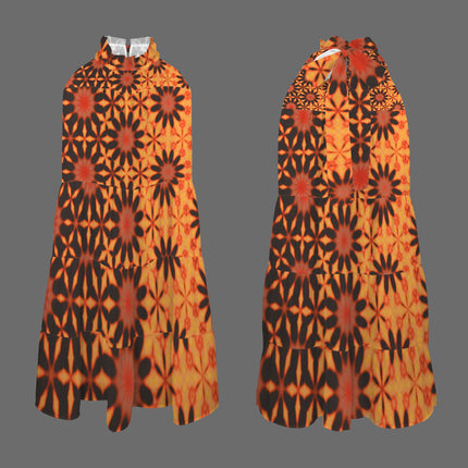 Halter Dress Sunflower Geometric