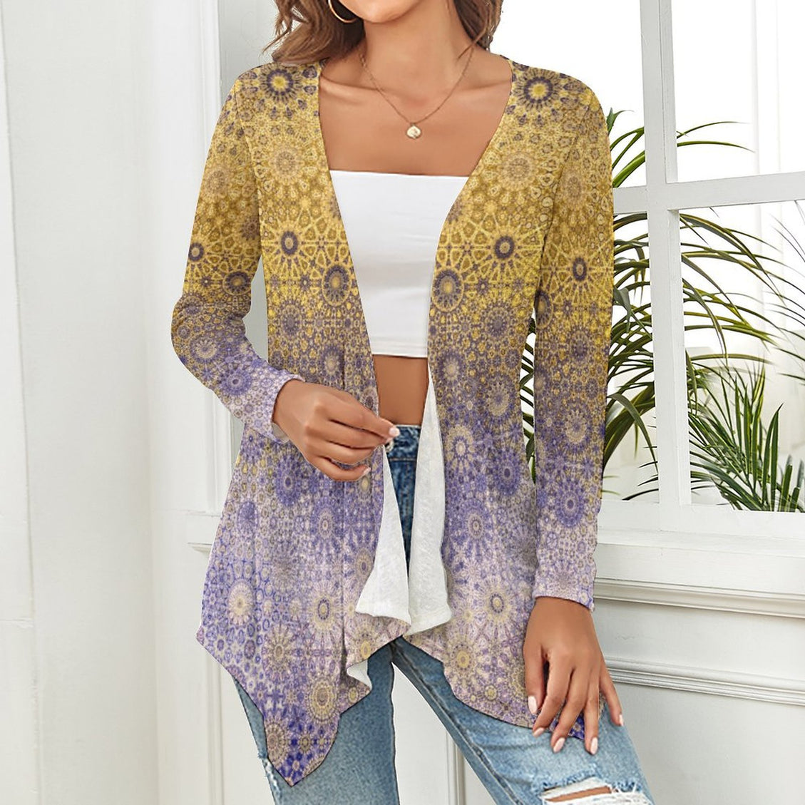 Knitted Cardigan Lavendar Gold Ombre