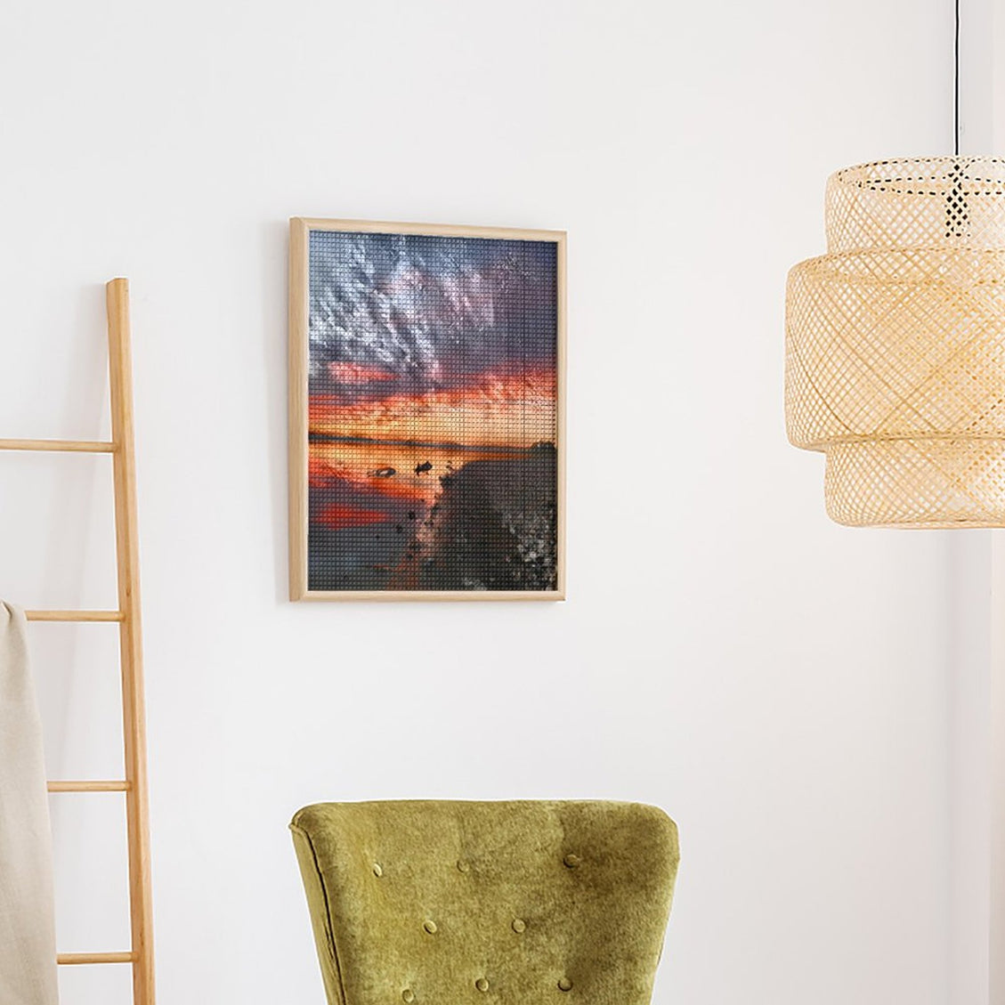 Design Diamond Painting 16"×20"(Vertical) Sunset Shadehill Reservoir