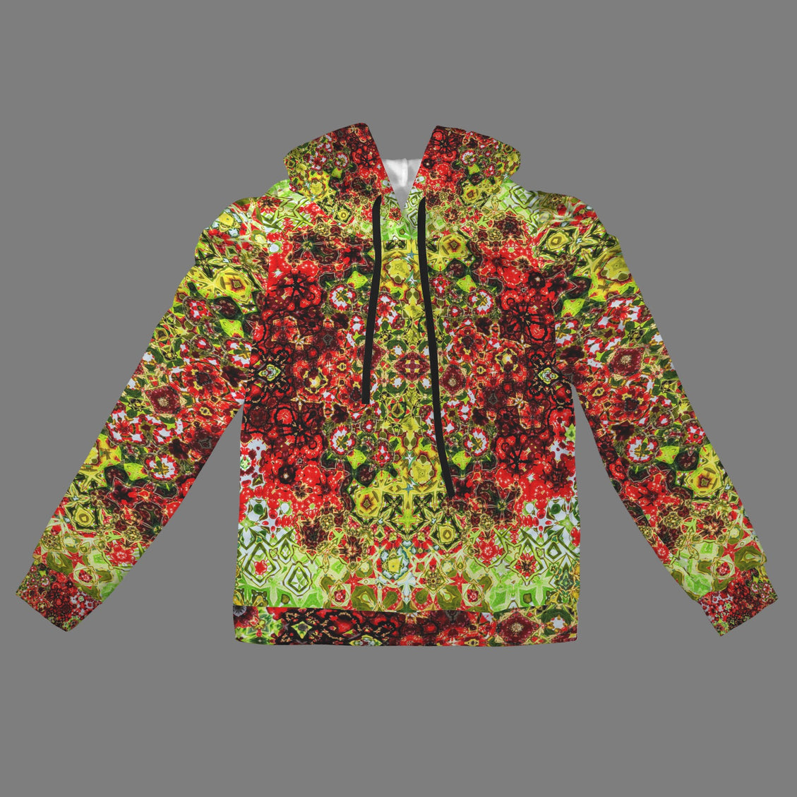 Puff Sleeve Hoodie Buffalo Berries Red Chartreuse