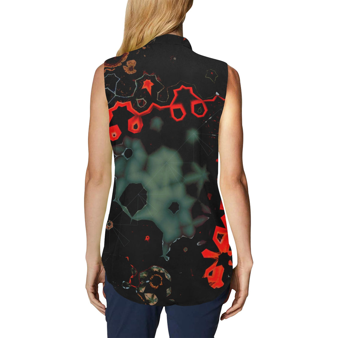 Bow Tie V Neck Sleeveless Blouse Rusty Old Truck