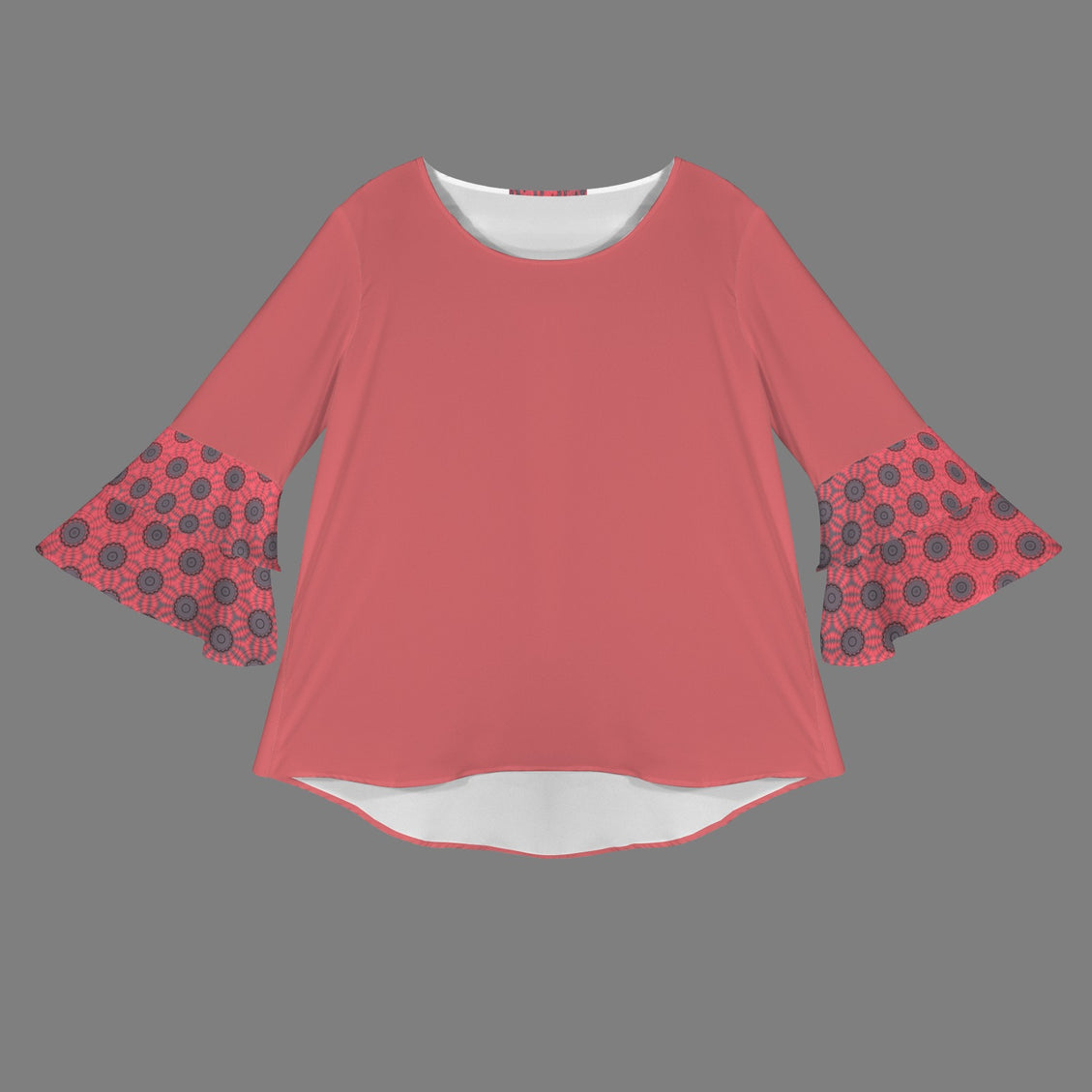 Layered Flare Sleeve Blouse Sunset Red