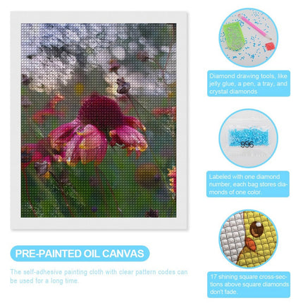 Design Diamond Painting 16"×20"(Vertical) Purple Coneflower on the Grand River