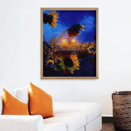 Design Diamond Painting 16"×20"(Vertical) Sunflowers in Headlights