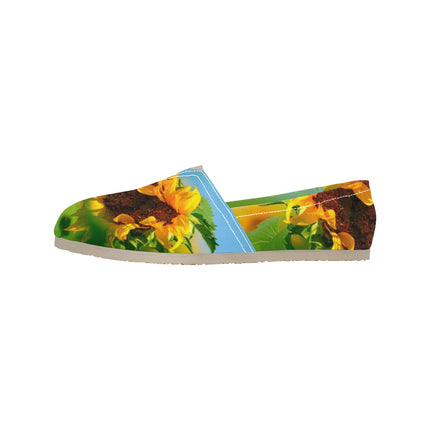 Espadrilles Canvas Golden Sunflowers Blue Green Women's Canvas Slip-On Shoes(Model1206)