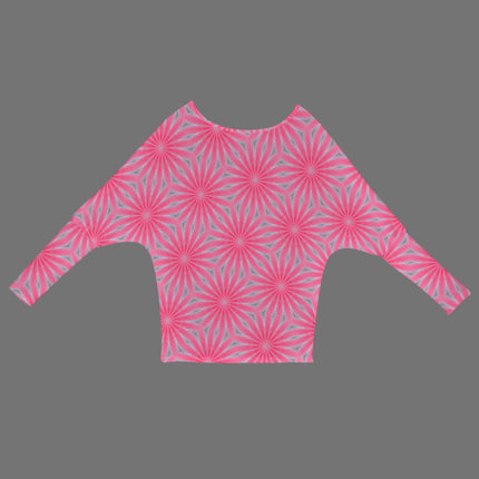 Batwing Long Sleeve Sweater Pink Butterfly Balm Swirl