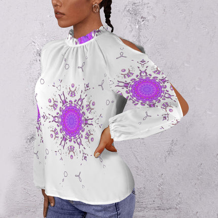Long Slit Sleeve Blouse Bergamot Purple White