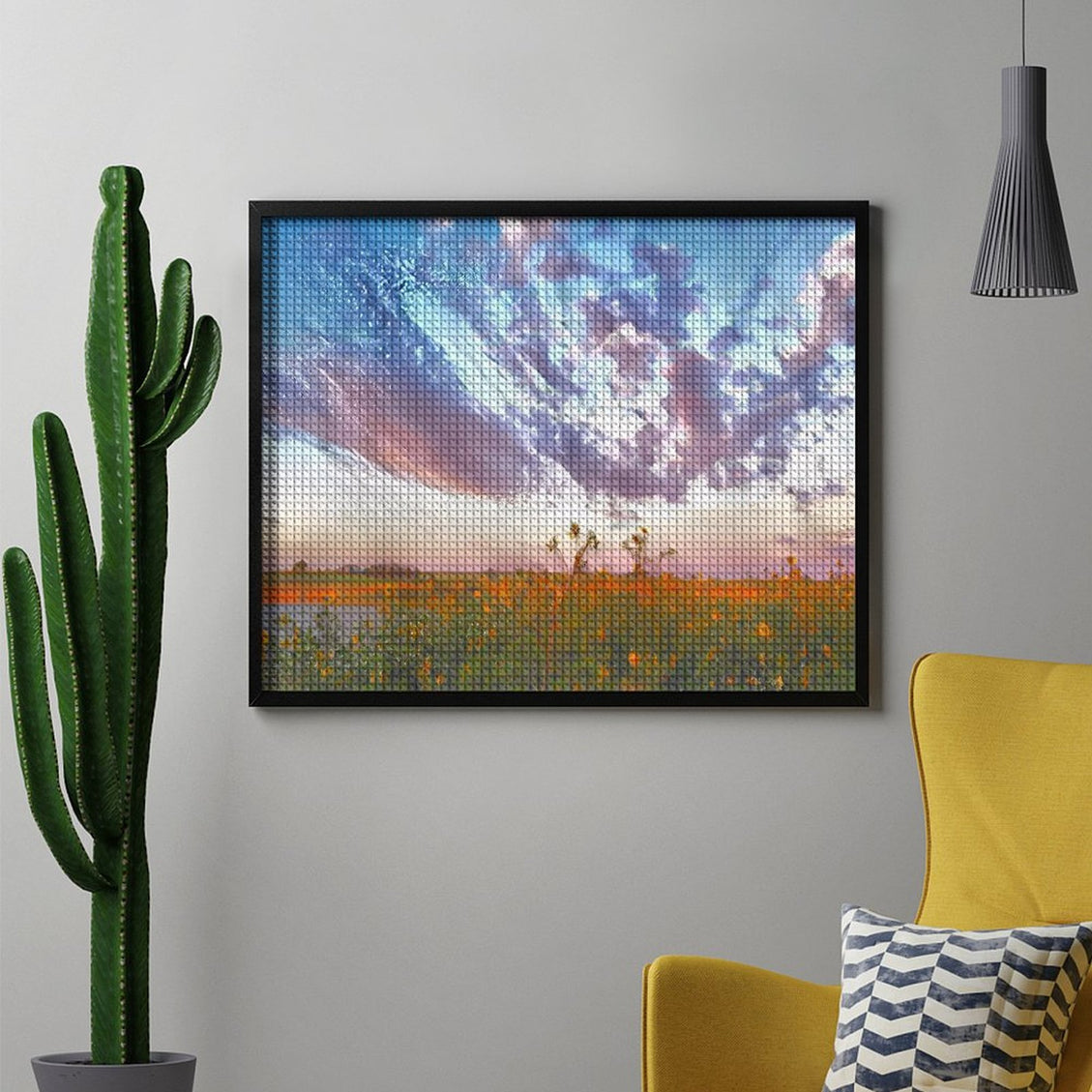 Design Diamond Painting 20"×16"(Horizontal) Sunflowers Sunset at Shadehill Lake II