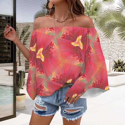 Trumpet Sleeve Blouse Pink Wildflowers