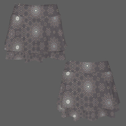 Ruffled Pocket Sports Skirt Gray and White Circles