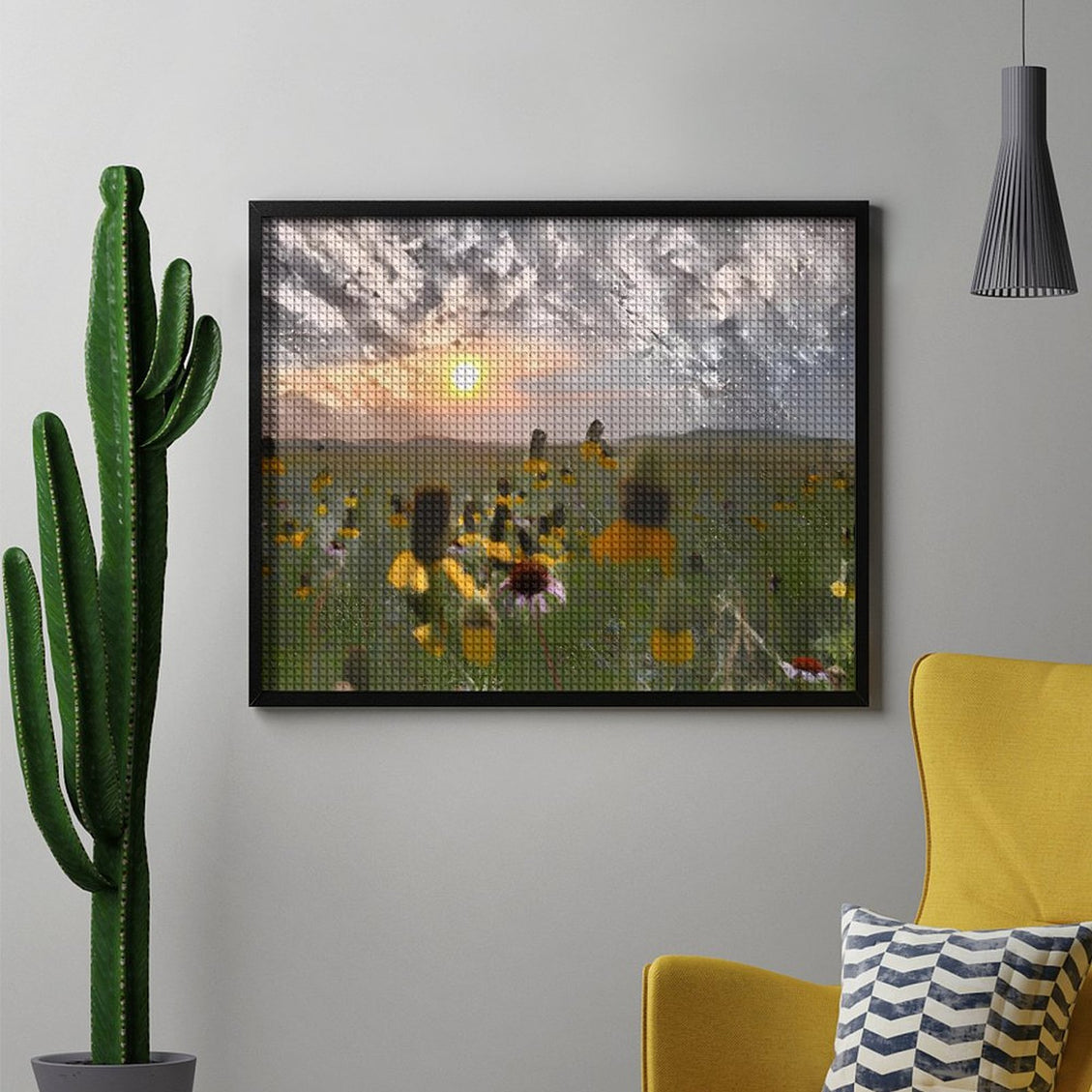 Design Diamond Painting 20"×16"(Horizontal) Wildflowers on the Prairie South Grand River IV