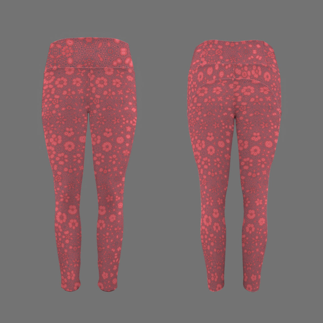 High Waist Pockets Yoga Leggings Red Milkweed