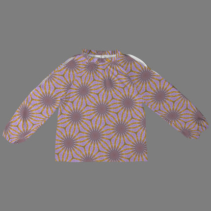 Long Slit Sleeve Blouse Lavendar Gold Flower