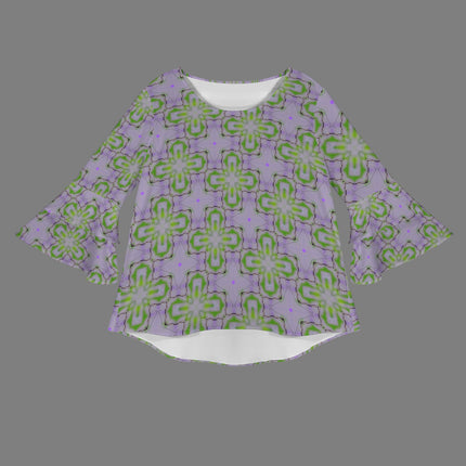 Flare Sleeve Blouse Lavendar Flowers