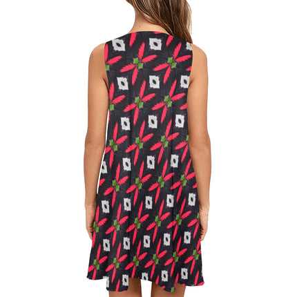 Tank Dress Black Red Butterfly