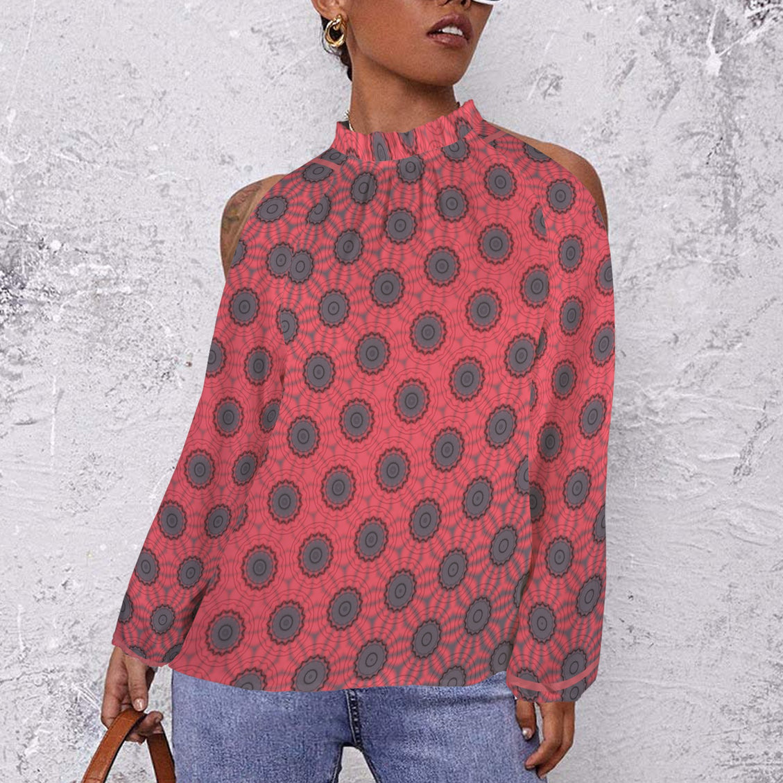 Long Slit Sleeve Blouse Red Sunset
