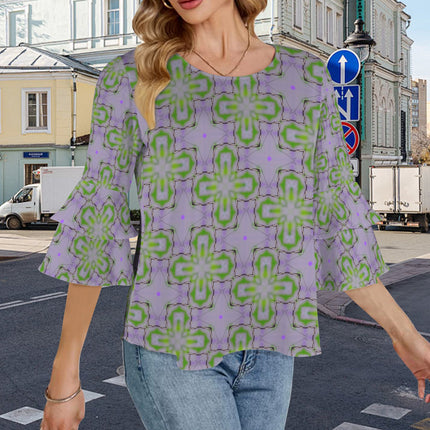 Flare Sleeve Blouse Lavendar Flowers