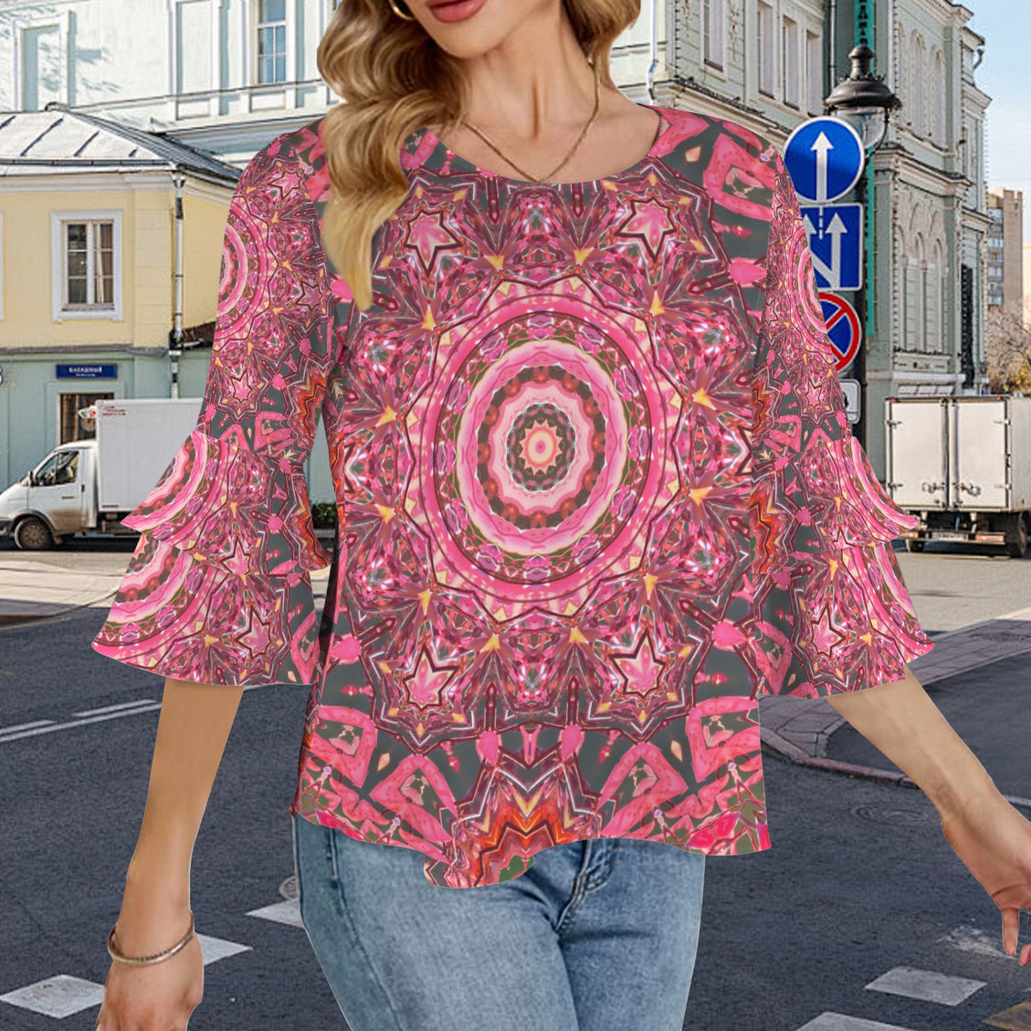 Layered Flare Sleeve Blouse Carnival